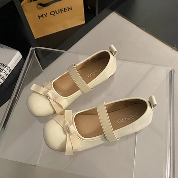 Летни дамски балет апартаменти на равна подметка 2023, модни обувки на плоска подметка с плитка ластик, женски обувки с мека подметка, елегантна рокля Мери Джейн, Zapatos