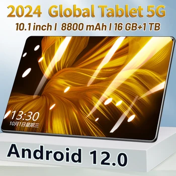 2024 Таблет Android 12,0 Маркова Новост 16 GB Оперативна Памет, 1 TB Вградена Таблети 16MP 32MP 10,1 инча 8800 mah 10 Основната Wi Fi, Bluetooth Мрежова Таблет