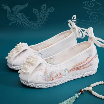 Костюм за cosplay в древен китайски стил Обувки Hanfu С бродерия Дамски Обувки на плоска подметка Женски