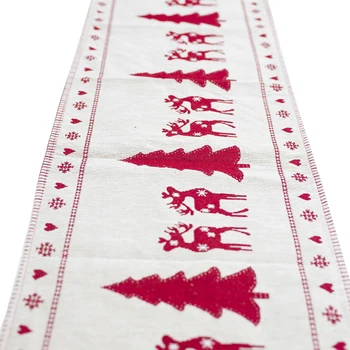 Коледна настолна песен Коледа флаг на масата, на Бродирани покривки за маси, текстилен калъф за нова година, подарък, Коледна Украса от чаено плот
