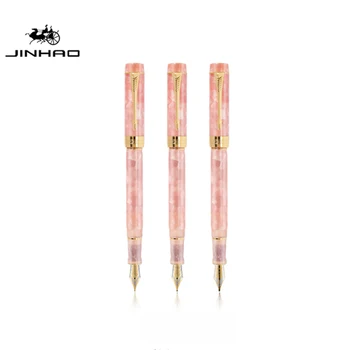 Jinhao 100 Sakura Розова Катран Бъчва 0,38 мм и на 0.7 мм EF / F / M / Извивам най-Тънкия Връх на Писалка фонтан С Конвертером Бизнес Офис Ученически Пособия