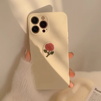 Ретро Розов 3D Цветен Калъф За Телефон iPhone 15 14 13 12 11 Pro Max устойчив на удари Бронята на Мека Силиконова Делото За iPhone 11