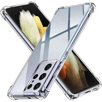 Прозрачен Калъф за Samsung Galaxy S21 Ultra 5G S22 + S20FE Crystal Soft TPU Прозрачен устойчив на удари Калъф За мобилен Телефон Samsung S8 S9 S10 Plus