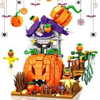 ToylinX Хелоуин Тиква House Building Set, 723 БР.. Градивни елементи за Хижа с Декор за Хелоуин, Играчки, Съвместими с Подаръци за партита