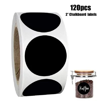 Опаковка от 5 см 120 бр. / ролка, черен кръгъл стикер на класна дъска от PVC, стикер за декорация на дома