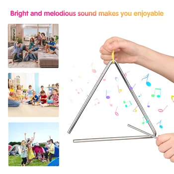 4/6/8/10-инчов Ударен Инструмент Triangle Bell Детска Музикална Играчка За ранно Образование Orff Instrument Triangle Bell Tool