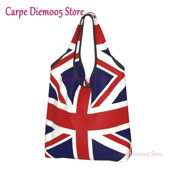 Флаг Union Jack Великобритания, чанта за пазаруване на хранителни стоки, дамски кавайная пазарска чанта през рамо, чантата е с голям капацитет