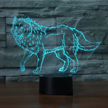 Nighdn Wolf 3D Лампа Led нощна светлина за Дома Стаите в 7 Цвята Пълноценната Настолна USB Лампа За Рожден Ден, Подарък за Коледа за Деца за Мъже