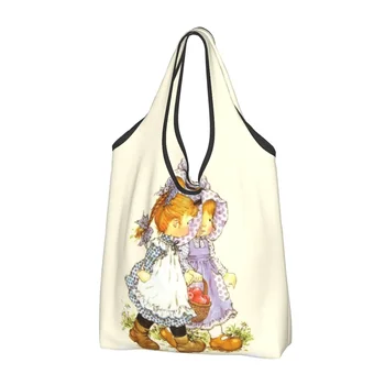 Чанта за пазаруване с анимационни герои Сара Кей, женски преносими чанти за пазаруване с голям капацитет за момичета