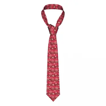 Вратовръзка за мъжете, Официално Тесни вратовръзки, Класически мъжки Златна Коледа Сватбен вратовръзка с шарени Снежинки, Джентълменско Тесен