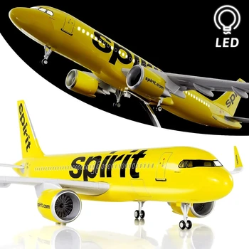 Голяма Spirit Airlines модел самолет Airbus 320, в мащаб 1:80, Модел Самолет, Направен по поръчка, с led подсветка за колекции или за подарък