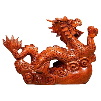 Прасе 2024 Зодиакални дракон резбовани Дървени орнаменти за украса на офис занаяти