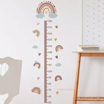 Розова Дъга диаграма на растежа за деца, стикери за стена, таблица измерване на ръст, детска Линия, интериор на детската стая, стенно изкуство за момичета