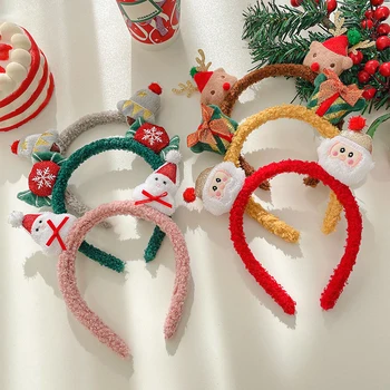 Коледни ленти за коса, прическа, изискан Коледен плюшено прическа, необичайно облекло на главата с оленьими рога, подарък за рожден ден, превръзка на главата