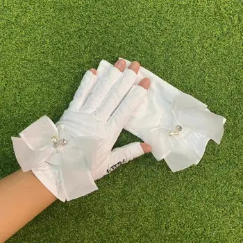 Ръкавици за голф Женски за лява и дясна ръка с противоскользящим износостойким слънцезащитен крем, удобни спортни ръкавици за голф с лъкове