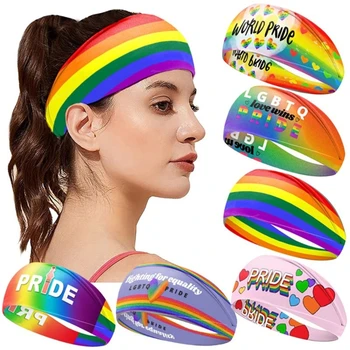 Широка нескользящая превръзка на главата с букви Rainbow, стоки за дома, еластична превръзка на главата си, за да проверите за спорт и фитнес