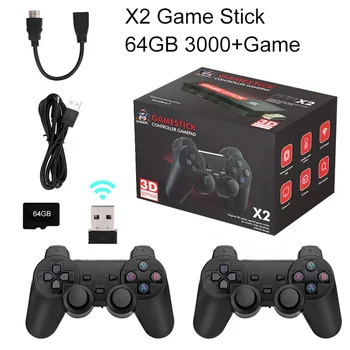 Електронна видео игра конзола X2 с 30 000 вградени игри, 64 GB WiFi 2.4 G HD, 4K, съвместима с 40 эмуляторами N64 GBA
