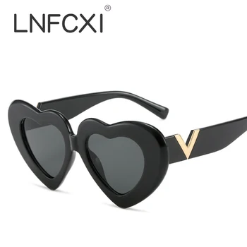 LNFCXI 2022 Нов прием на Модерни Слънчеви очила Love Heart Дамски Маркови Дизайнерски Реколта Дамски слънчеви очила с градиентными V-образна лети нюанси